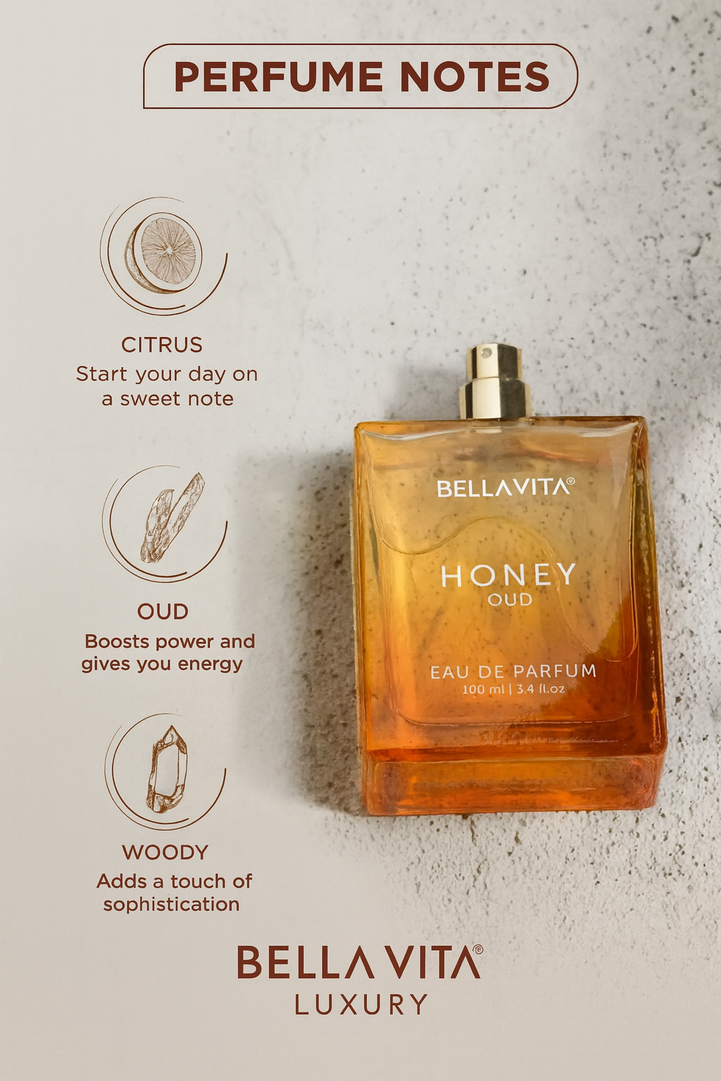 Honey Oud Eau De Parfum Long Lasting Unisex Honey Oud Eau De Parfum 3.4 Oz Floral Spicy with Patchouli Vanilla Cologne Christmas