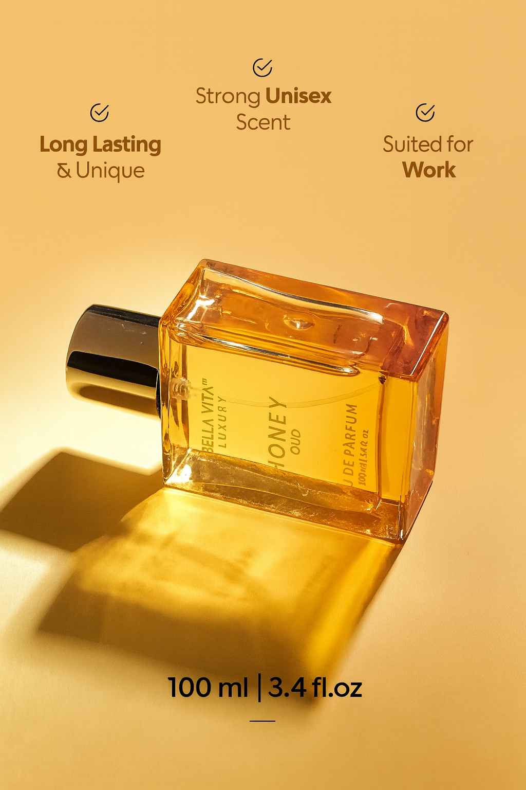 Honey Oud Eau De Parfum Long Lasting Unisex Honey Oud Eau De Parfum 3.4 Oz Floral Spicy with Patchouli Vanilla Cologne Christmas
